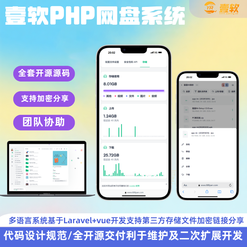 2026网盘源码/私人云存储网盘系统/基于Laravel+vue开发/快速安装/完整的文档-济南壹软网络科技