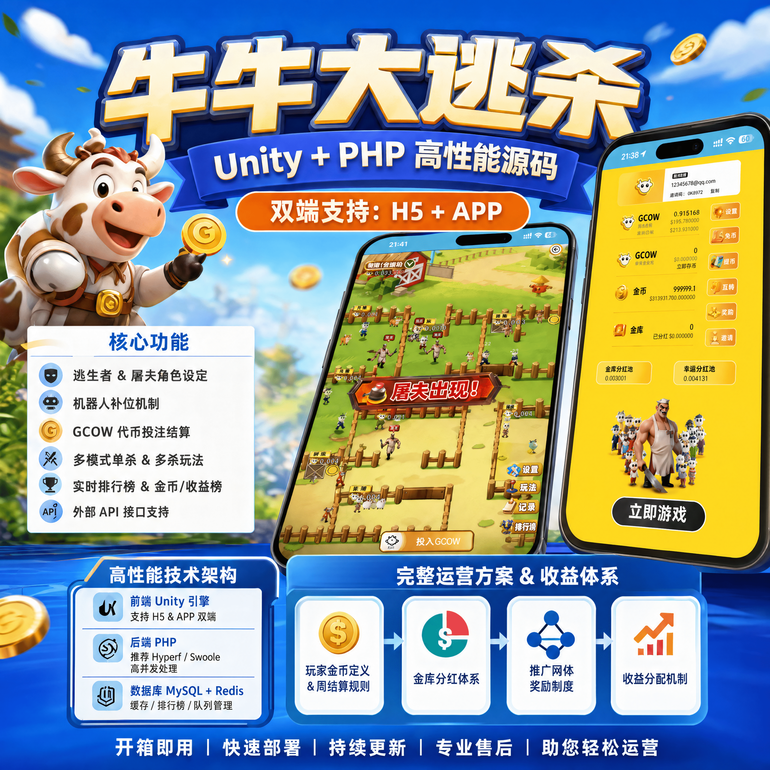 完美运营版/牛牛大逃杀源码/H5+APP双端/带机器人/全套UI无加密/支持二开/包含详细注释-济南壹软网络科技