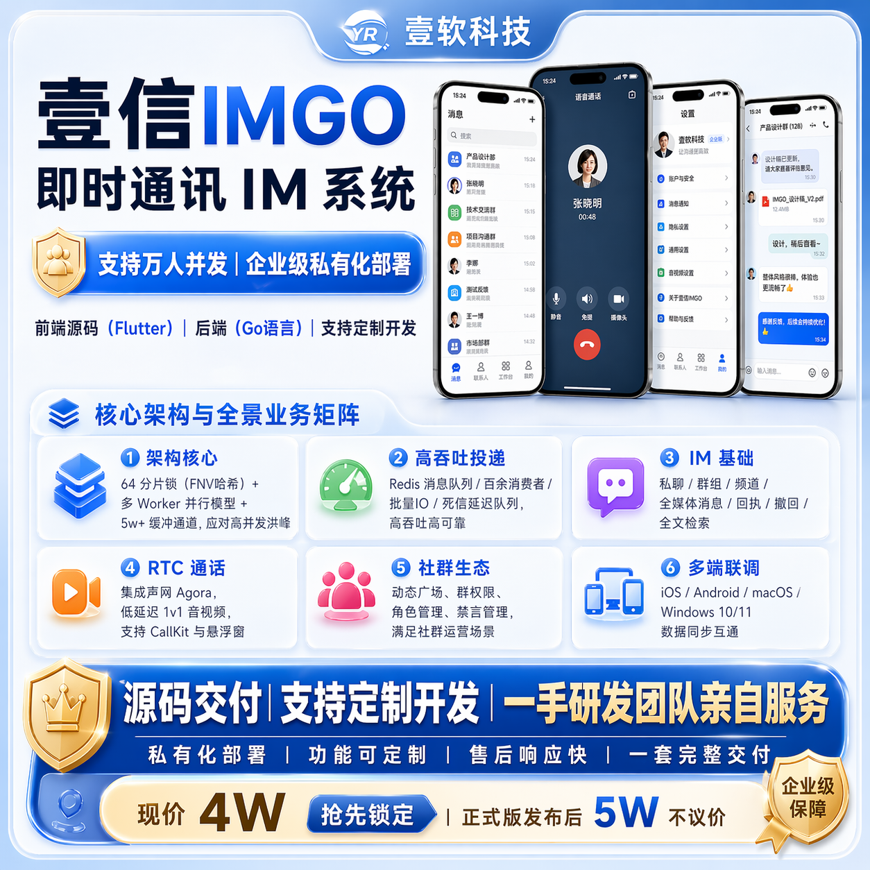 图片[1]-【GO语言高并发】壹信带推送上架开发企业级IM即时通讯源码独立部署仿tg聊天/通话/红包-济南壹软网络科技