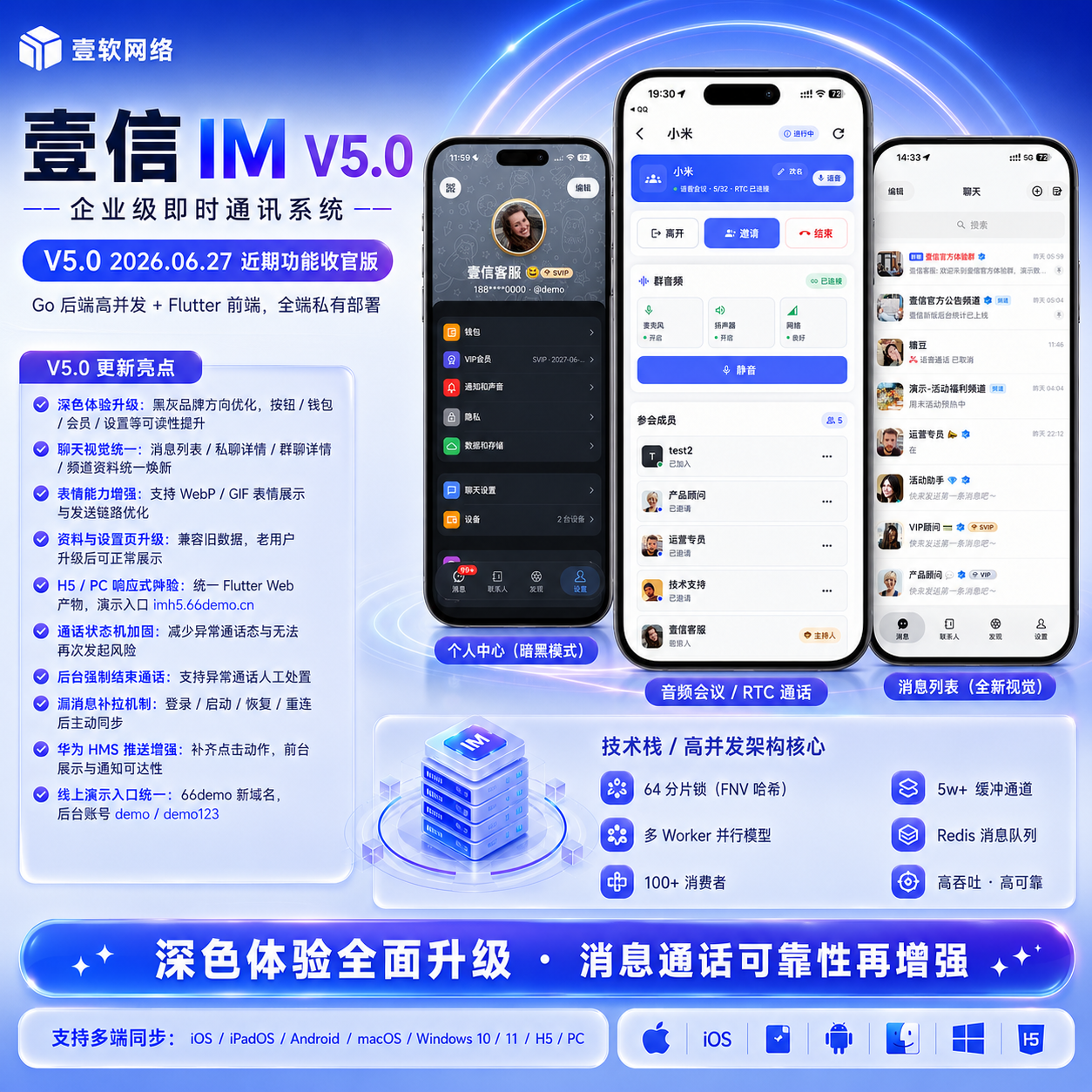 【GO性能】壹信安卓IOS离线推送包上架TF开发IM即时通讯源码仿tg聊天通话红包VIP商城-济南壹软网络科技