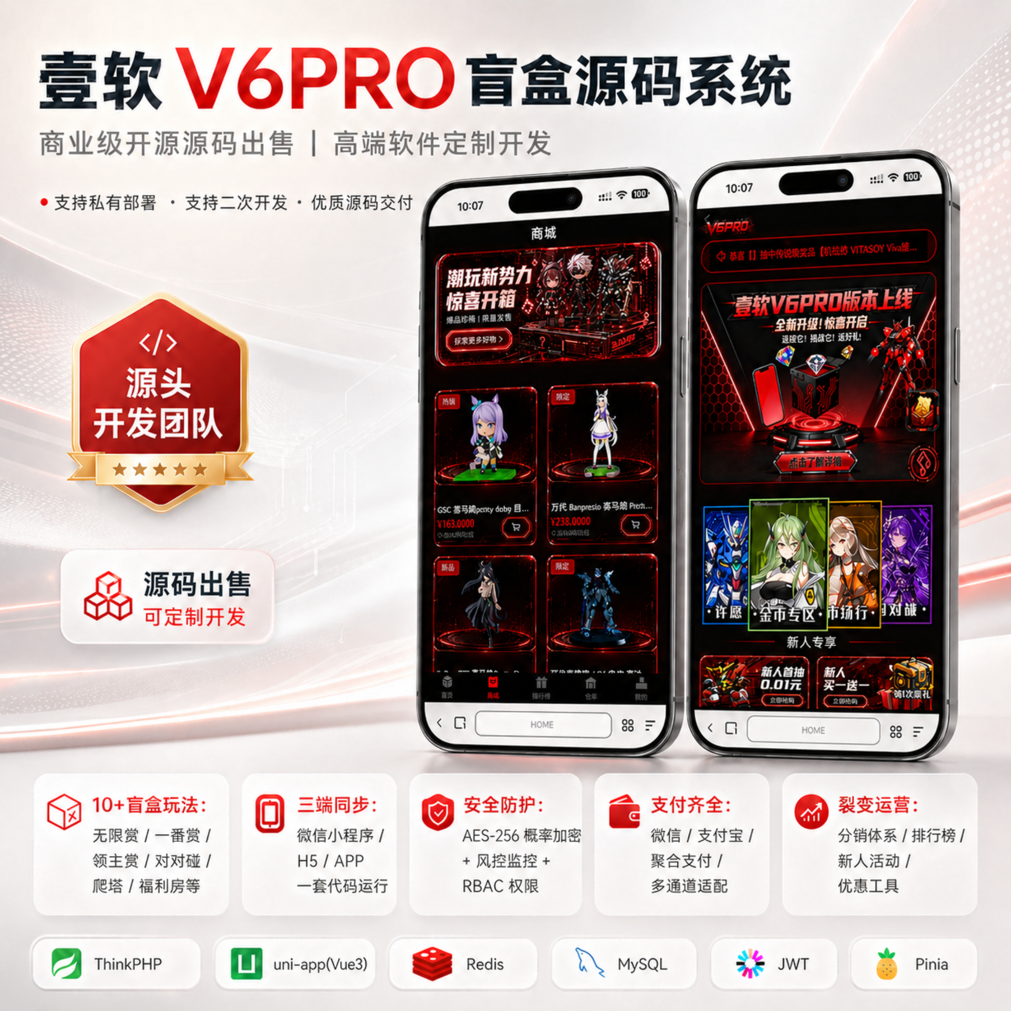【壹软V6PRO】全开源盲盒系统/Uniapp前端+PHP后端/一番赏+爬塔+排名榜+无限赏-济南壹软网络科技